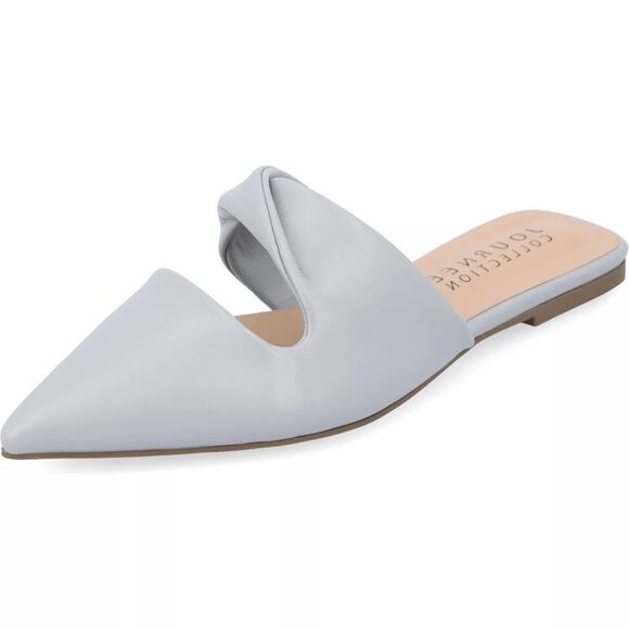 Journee Collection Women Enniss Twisted Strap Mule Flats US 7 Light Blue - Picture 1 of 5